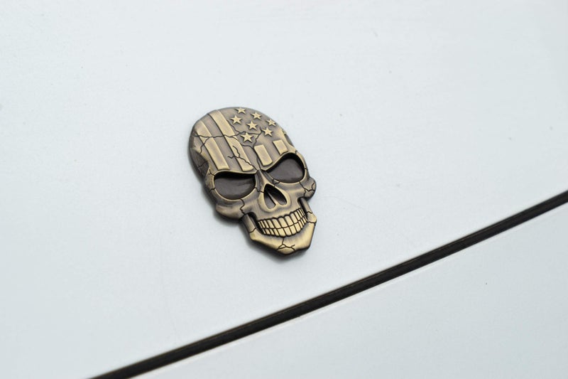 Fsforcar 3D Skull Devil Death USA Flag Metal Car Motorcycle Emblem Badge Sticker Decal - Image 4